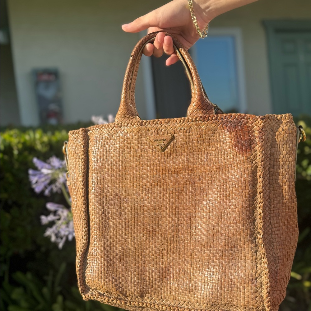Prada Brown Structured Tote Bag with Double Handle